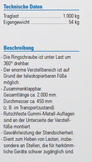 alu-dreibock technische daten 1000kg traglast